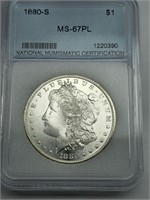 1880-S MS67 PL Silver Morgan Dollar NNC graded