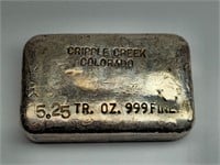5 ozt .999 Fine Cripple Creek Colorado Silver Bar
