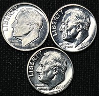 (3) 1964 Proof Roosevelt Dimes