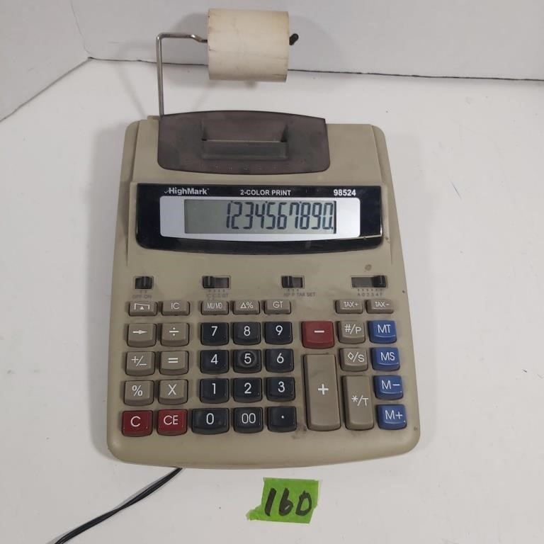 Desk calculator with paper & power cord