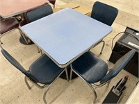 Vintage Blue Dining Table w/ 4 Chairs
