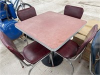 Vintage Red Dining Table w/ 4 Chairs