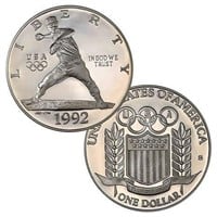 1992 Olympics US 90% Silver UNC Dollar Coin