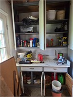 Contents of cabinets and counter