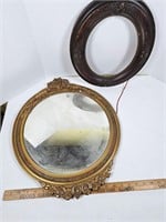 Old Gold Mirror & Round Picture Frame