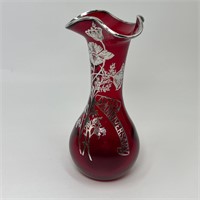 Handblown Ruby Red Vase - 40th Anniversary