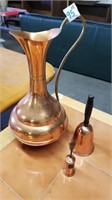 Copper Jug, Table Brush & Coin Bell