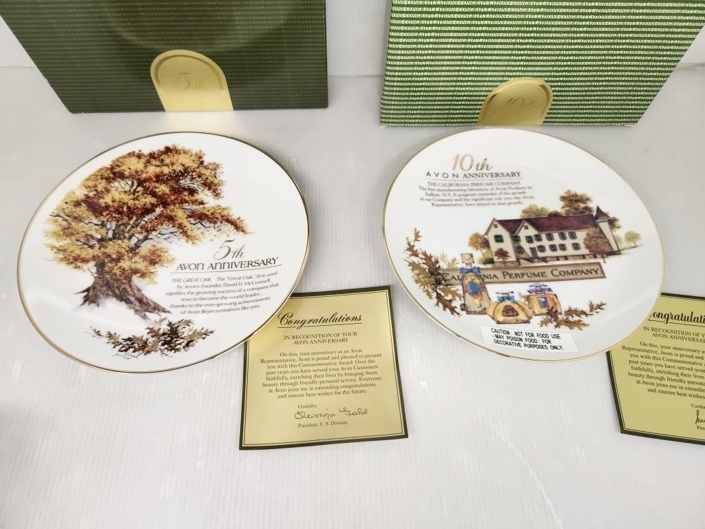 Avon 5th & 10th Anniversary Plates