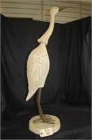 36" Carved Wood Heron Statue