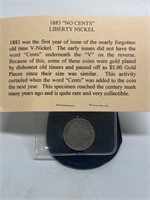 1883 “No Cent” Liberty Nickel