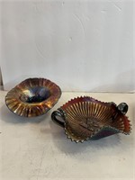 Rare Carnival Glass Lot Butterfly