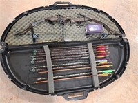 Bear Hunter compound bow with case, arrows, acc.