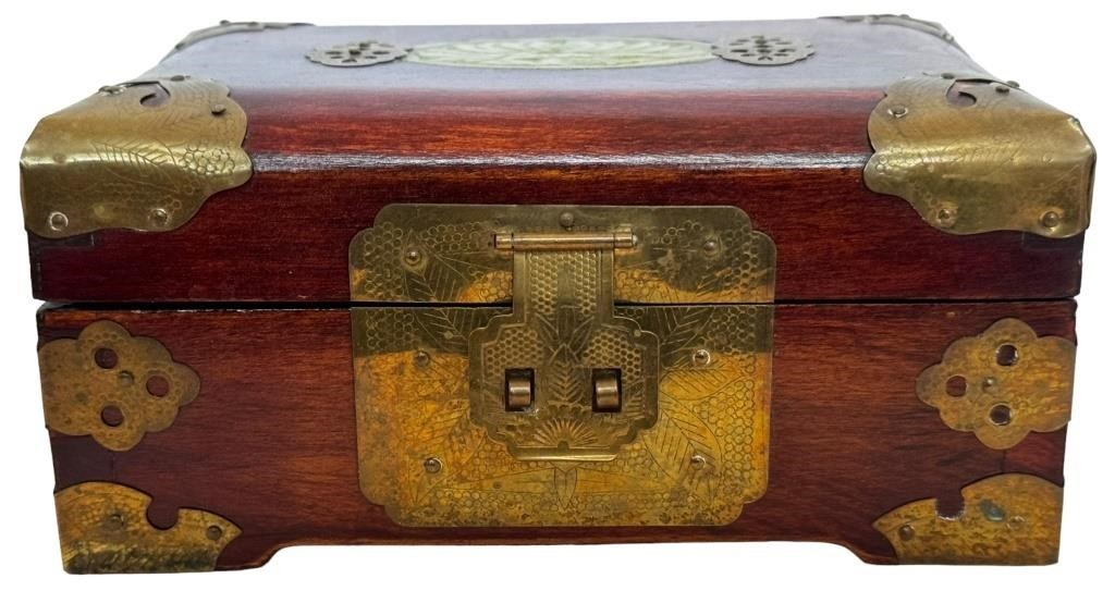 Wooden Jade Inlay Jewelry Box