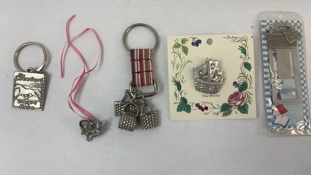 (2) KEYCHAINS, TIE ON, LAPEL PIN & BOOKMARK