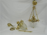 2 Brass Plated Acorn Hanging Light Fixtures