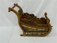 Ornate Hand Carved Wood Sleigh