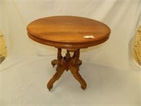 Carved Wood Oval Parlor Table