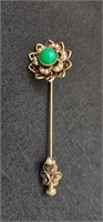 Vntg Jade & Pearl Hat Pin