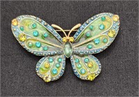 Vntg Green Butterfly Pin