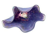 Art Glass Clam Shape - Signed - Decor - Lavender