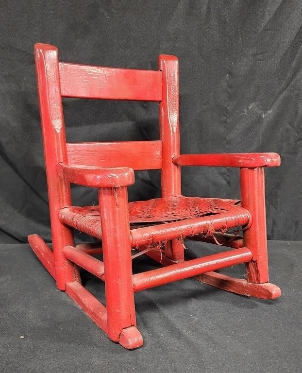 Vntg Childs Red Rocking Chair