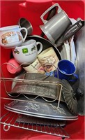 Tote of Cookware, Coffee Cup, Mugs and More.