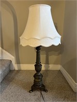 Tall Bronzed Metal Table Lamp w/ Shade