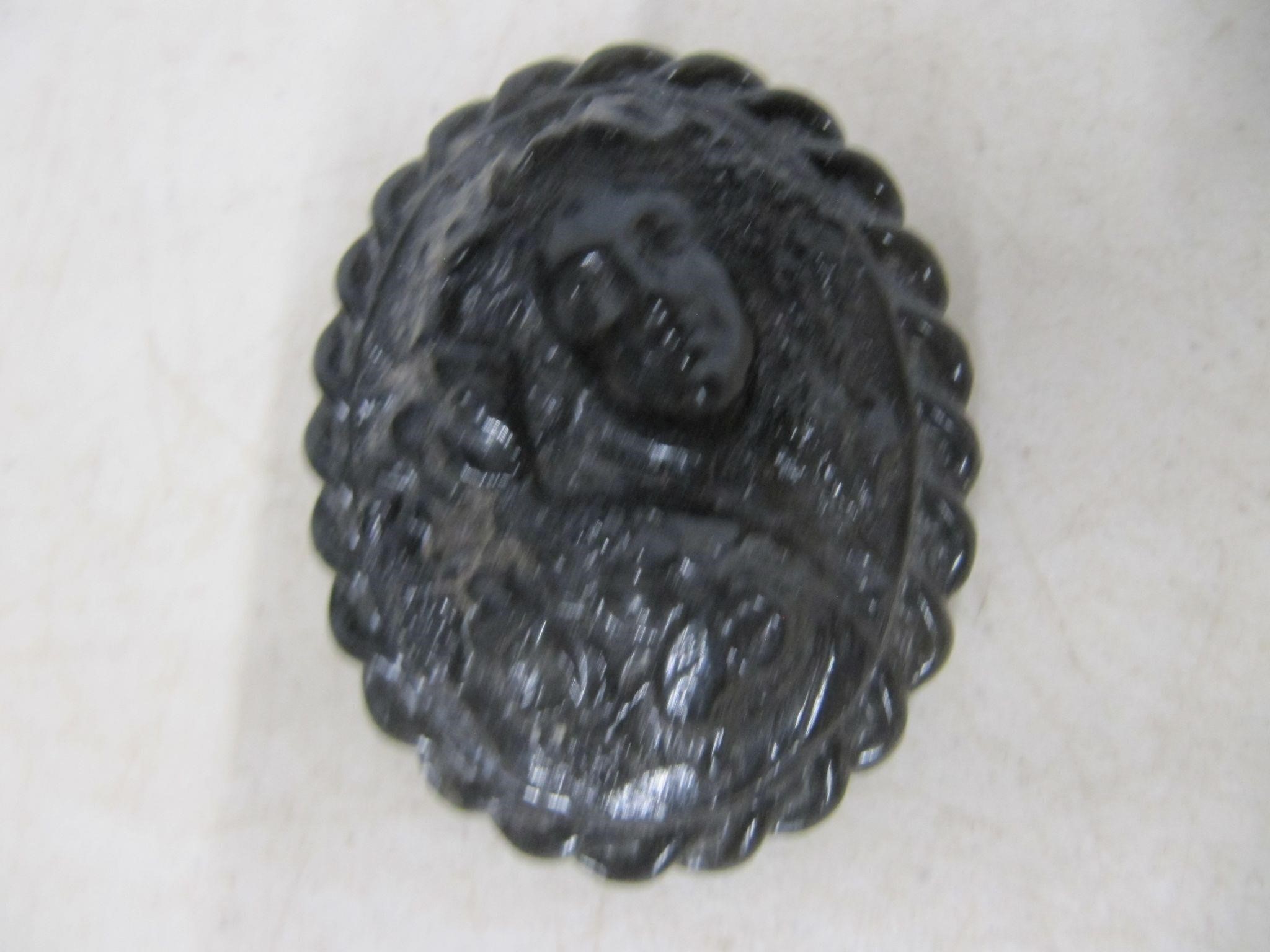 ANTIQUE JET MOURNING BROOCH