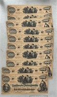 US Confederate Bills Set of 10 Facsimile