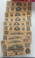 US Confederate Bills Set of 5 Facsimile