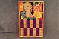 Vintage 40's Puppy Love Large Colorful Punch Board