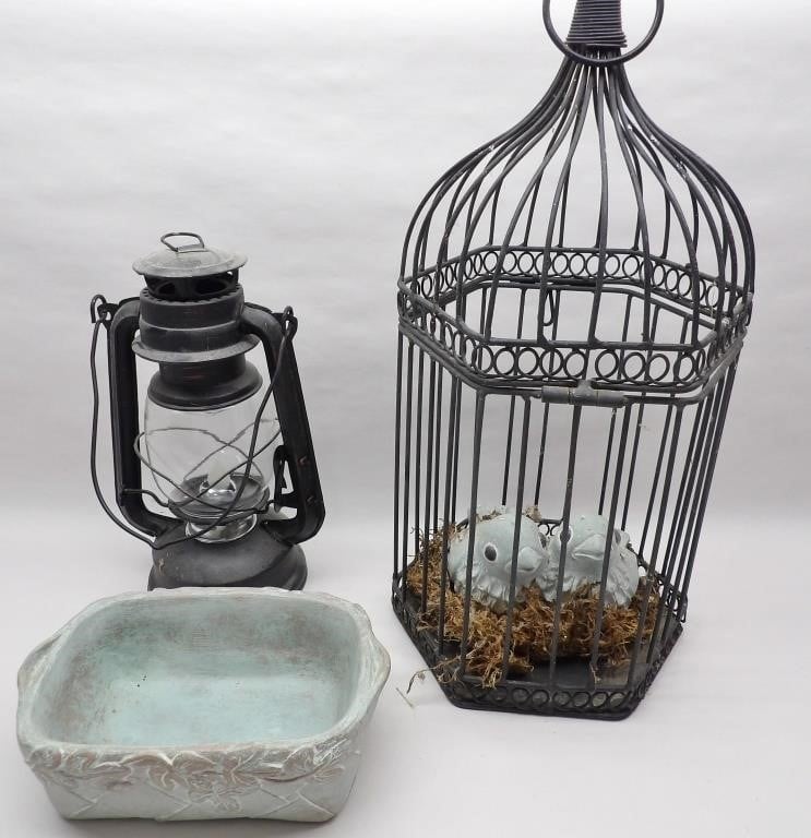 Decorative Lot: Bird Cage, Isabel Bloom Planter