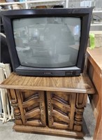 Wood end table with doors & Citizen TV