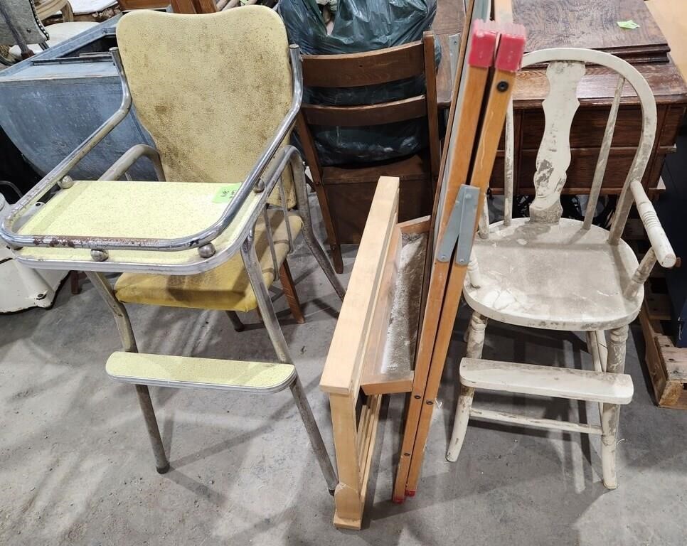 Bundle with Vintage high chair stool, white wood