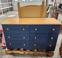 Blue 6 drawer dresser with mirror &