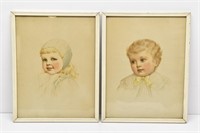 2 Vintage Adorable Lithographs  by Ida Waugh