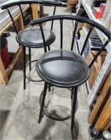 Set Black metal high bar chair stools