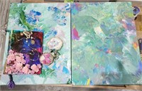 2 Painted canvas & decorated Note book