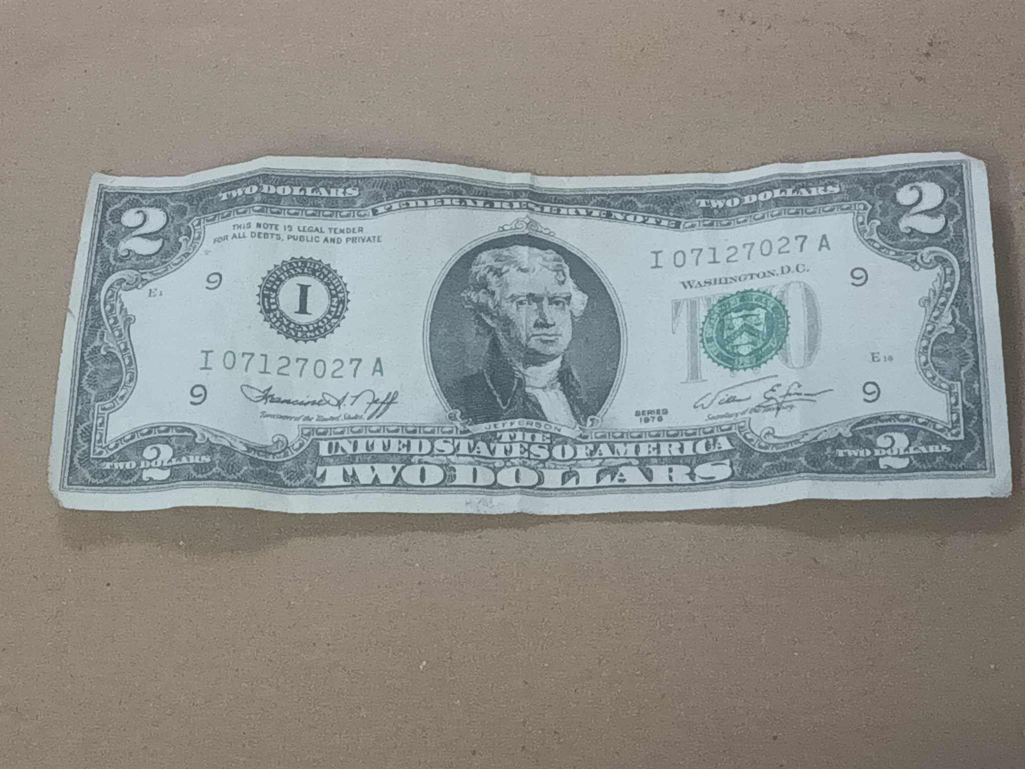 1976 TWO DOLLAR BILL