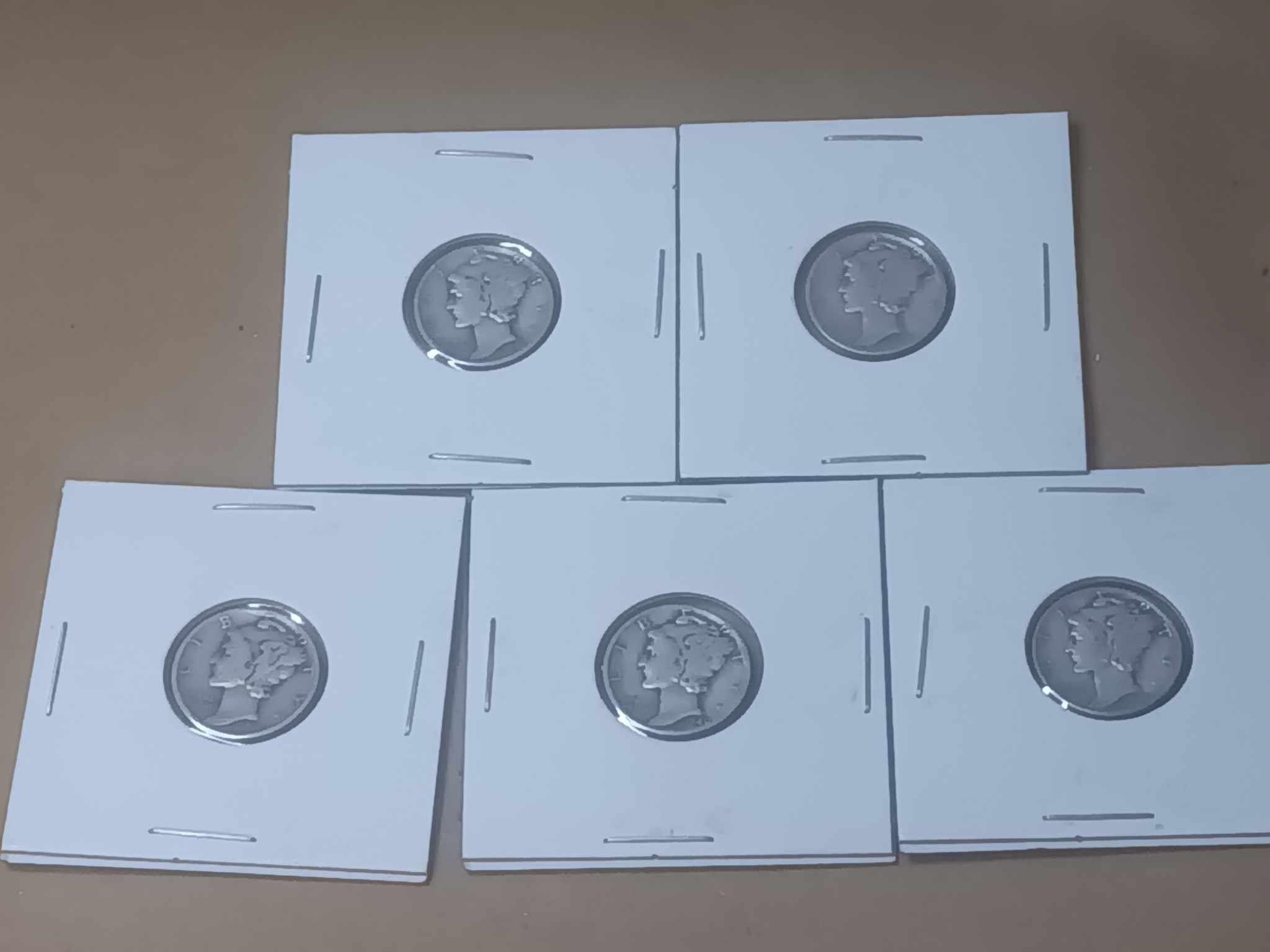 LOT OF 5 SILVER MERCURY DIMES ALL IN THE 40S