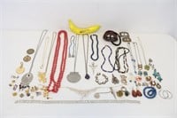 20 Vtg. Costume Jewelry-Necklaces, Pins,Bracelets+