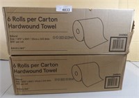 2 Cases 6 Rolls Per Carton Hardwound Towels