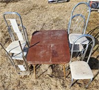 Bundle with white/ silver chairs & card table