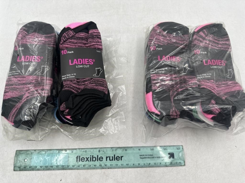 NEW Lot of 2-2pks-10ct Ladies Low Cut Socks
