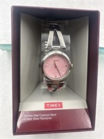 NEW Timex Stainless Steel Band Pink Floral Watch