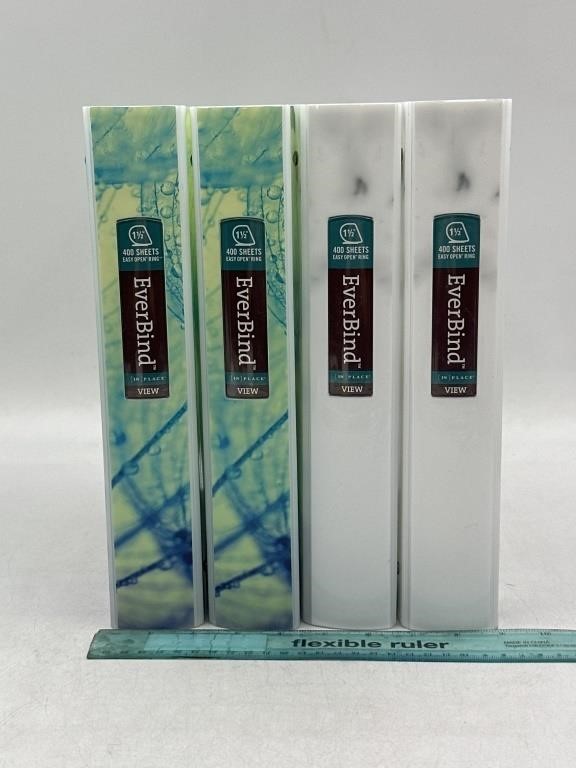 NEW Lot of 4- Everbind 1.5" 3 Ring Binder