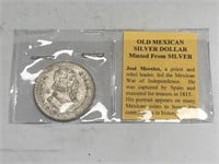 old Mexican Silver Dollar  minted from silver