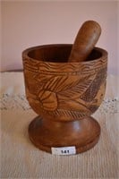 Hand Carved Wooden Mortal and pestle