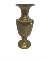 Vintage Brass Etched Vase Made in India