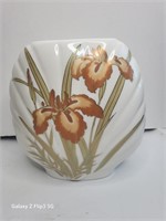 Vintage Fine China Vase With Golden Iris Flowers